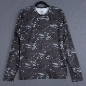 AFTCO Caster Performance Fishing Shirt Mens Medium Gray Camo Aftech Long Sleeve